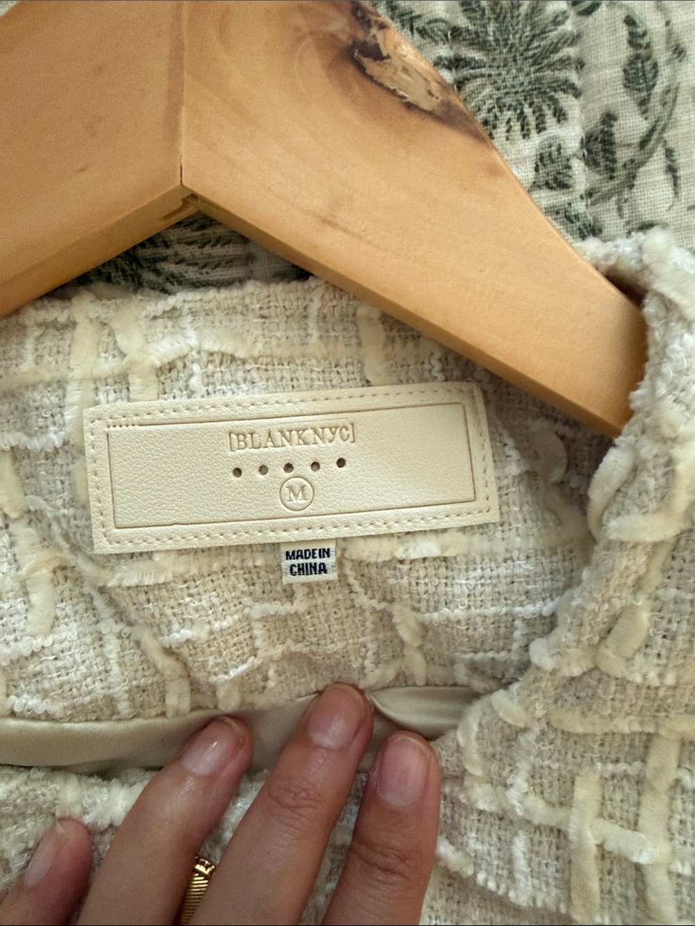 Blank NYC Cream Textured Cropped Blazer with Gold Buttons - Picture 3 of 4